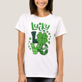 Gelukkig Verliefd St. Patrick's Day Patroon Klaver T-shirt