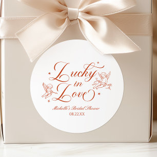 Gelukkig Verliefd Vintage Cupido Trouw Bruiloft Ronde Sticker
