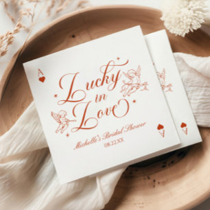 Gelukkig Verliefd Vintage Cupido Trouw Bruiloft Servet
