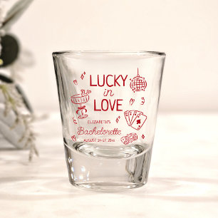 Gelukkig Verliefd Whimsical Hand Getekende Bachelo Shot Glas