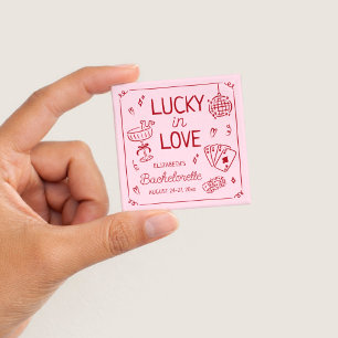 Gelukkig Verliefd Whimsical Hand Getekende Bachelo Vierkante Button 5,1 Cm
