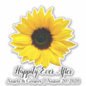 Gelukkig Verliefd Zonnebloem Bruiloft Sticker (Voorkant)