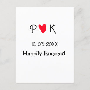 Gelukkig verloofd voeg paar naam letter datum jaar briefkaart