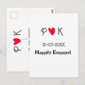 Gelukkig verloofd voeg paar naam letter datum jaar briefkaart (Voorkant / Achterkant)