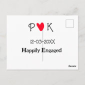 Gelukkig verloofd voeg paar naam letter datum jaar briefkaart (Achterkant)