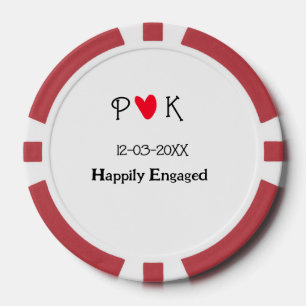 Gelukkig verloofd voeg paar naam letter datum jaar poker chips