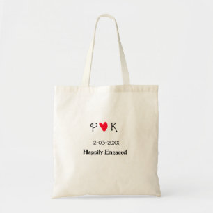 Gelukkig verloofd voeg paar naam letter datum jaar tote bag