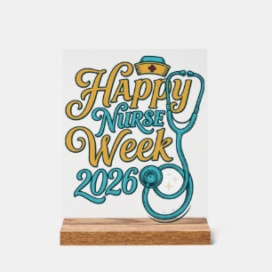 Gelukkig Verpleegstersweek 2026 Stethoscoop Shirt Acryl Bord