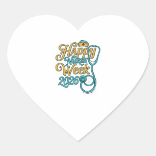 Gelukkig Verpleegstersweek 2026 Stethoscoop Shirt  Hart Sticker