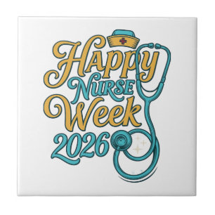 Gelukkig Verpleegstersweek 2026 Stethoscoop Shirt Tegeltje