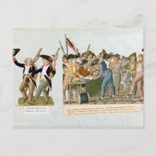 Gelukkig vertrek van de vrijwilligers briefkaart