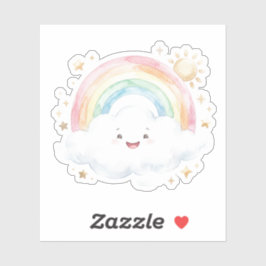 Gelukkig Vibe Lachende Wolk Regenboog School Stick Sticker