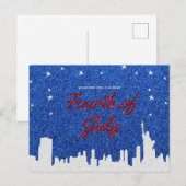 Gelukkig Vier Juli Glitter Briefkaart (Voorkant / Achterkant)