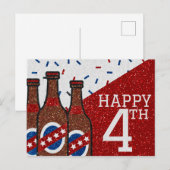 Gelukkig Vier Juli Glitter Briefkaart (Voorkant / Achterkant)