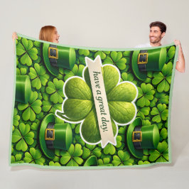 Gelukkig vierbladige klaver St. Patrick's Day Patr Fleece Deken