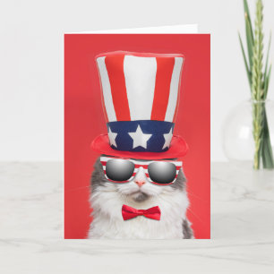 Gelukkig vierde juli Cool Patriotic Cat Humor Feestdagen Kaart