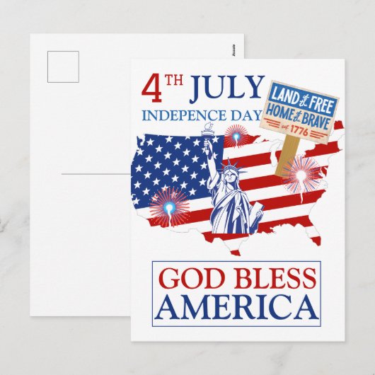 Gelukkig vierde juli Onafhankelijkheidsdag Amerika Feestdagenkaart (Voorkant / Achterkant)