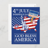 Gelukkig vierde juli Onafhankelijkheidsdag Amerika Feestdagenkaart (Voorkant / Achterkant)