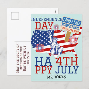 Gelukkig vierde juli Onafhankelijkheidsdag Amerika Feestdagenkaart