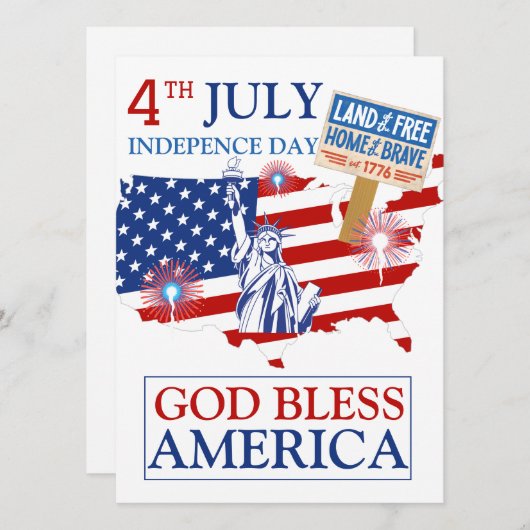 Gelukkig vierde juli Onafhankelijkheidsdag Amerika Feestdagenkaart (Voorkant / Achterkant)