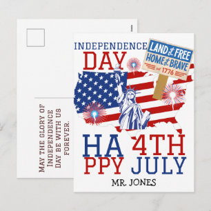 Gelukkig vierde juli Onafhankelijkheidsdag Amerika Feestdagenkaart