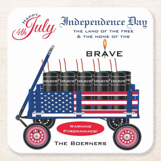 Gelukkig vierde juli Onafhankelijkheidsdag Funny G Kartonnen Onderzetters (Voorkant)