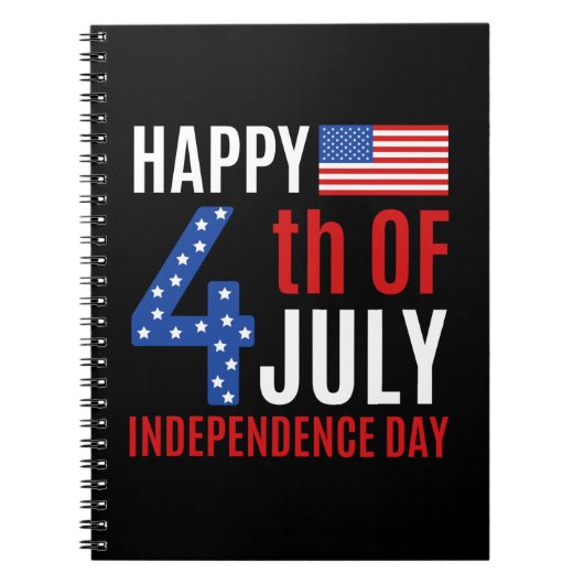 Gelukkig vierde juli Onafhankelijkheidsdag Notitieboek (Voorkant)