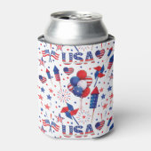 Gelukkig vierde juli Red Blue Cute Party Blikjeskoeler (Blikje Voorkant)