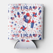 Gelukkig vierde juli Red Blue Cute Party Blikjeskoeler (Voorkant)