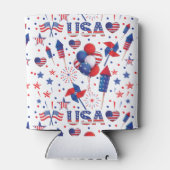 Gelukkig vierde juli Red Blue Cute Party Blikjeskoeler (Achterkant)