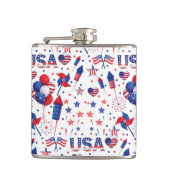 Gelukkig vierde juli Red Blue Cute Party Heupfles (Voorkant)