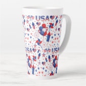 Gelukkig vierde juli Red Blue Cute Party Latte Mok (Rechterhoek)