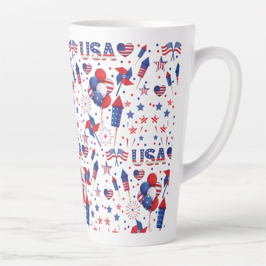 Gelukkig vierde juli Red Blue Cute Party Latte Mok (Rechts)