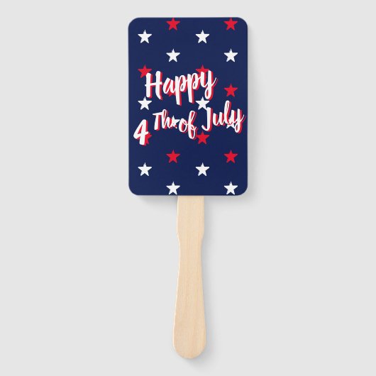Gelukkig vierde juli, rode witte marineblauwe ster handwaaier (Voorkant)
