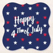 Gelukkig vierde juli, rode witte marineblauwe ster kartonnen onderzetters (Voorkant)