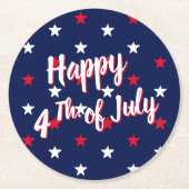 Gelukkig vierde juli, rode witte marineblauwe ster ronde kartonnen onderzetter (Voorkant)