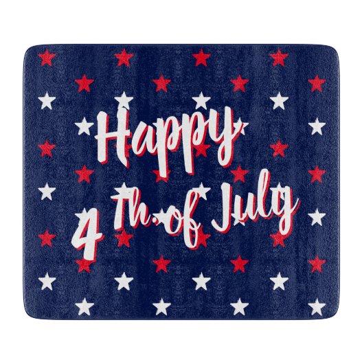 Gelukkig vierde juli, rode witte sterren Glass Snijplank (Voorkant)