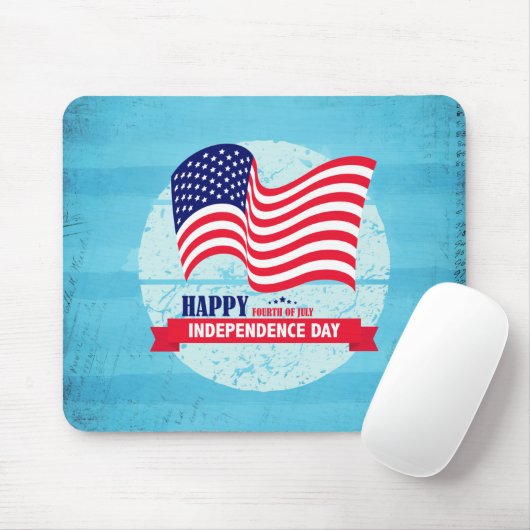 Gelukkig vierde van juli Amerikaanse vlag Illustra Muismat (Met muis)