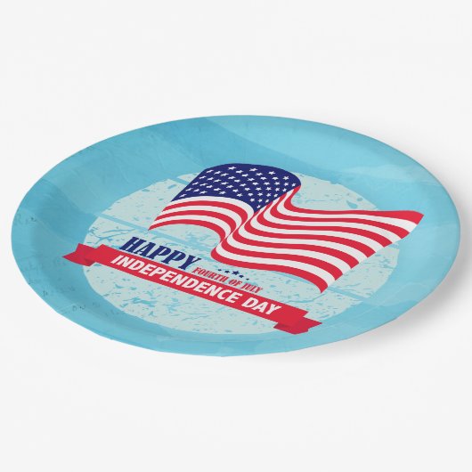 Gelukkig vierde van juli Amerikaanse vlag Illustra Papieren Bordje (Gekanteld)