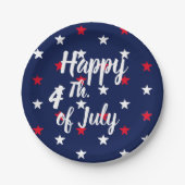 Gelukkig vierde van juli rode witte marineverblauw papieren bordje (Voorkant)