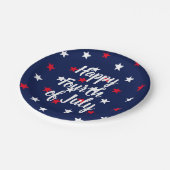 Gelukkig vierde van juli rode witte marineverblauw papieren bordje (Gekanteld)