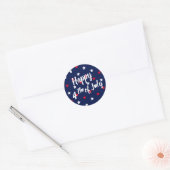 Gelukkig vierde van juli rode witte marineverblauw ronde sticker (Envelop)