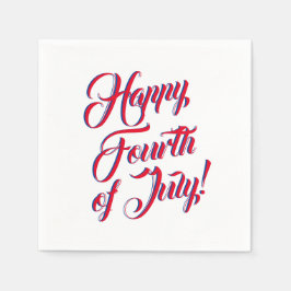 Gelukkig Vierde van Juli rood blauw manuscript ele Servet