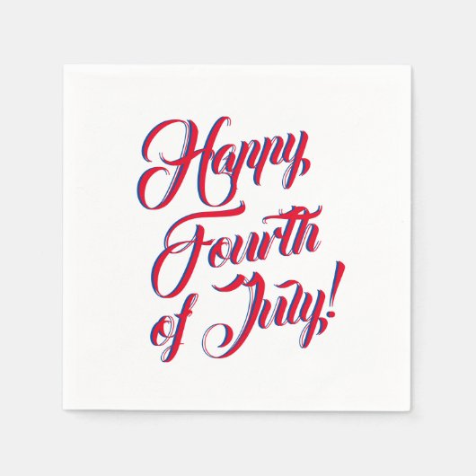 Gelukkig Vierde van Juli rood blauw manuscript ele Servet (Voorkant)