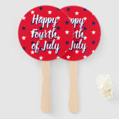 Gelukkig vierde van juli roodblauwe sterren plezie handwaaier (Voorkant en achterkant)