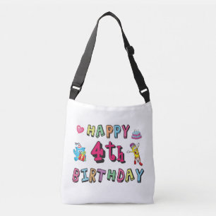 Gelukkig vierde verjaardag. 4 jaar per dag. crossbody tas