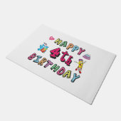 Gelukkig vierde verjaardag. 4 jaar per dag. deurmat (Schuin)