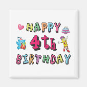 Gelukkig vierde verjaardag. 4 jaar per dag. magneet (Voorkant)