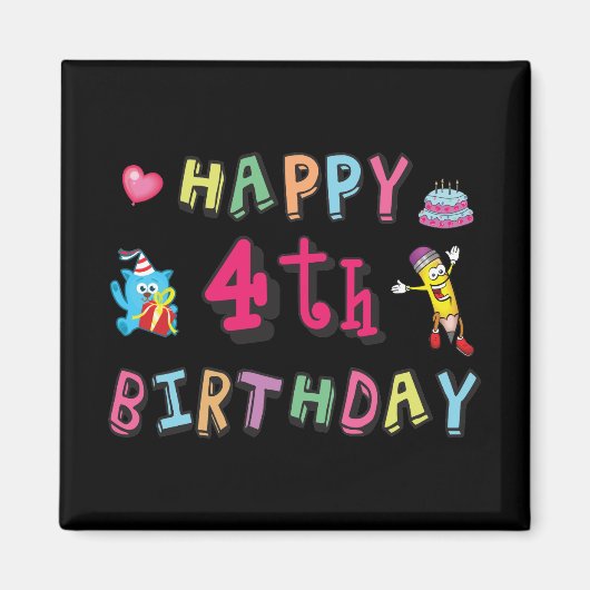 Gelukkig vierde verjaardag. 4 jaar per dag. magneet (Voorkant)