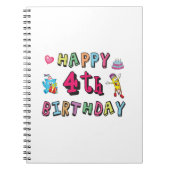 Gelukkig vierde verjaardag. 4 jaar per dag. notitieboek (Voorkant)